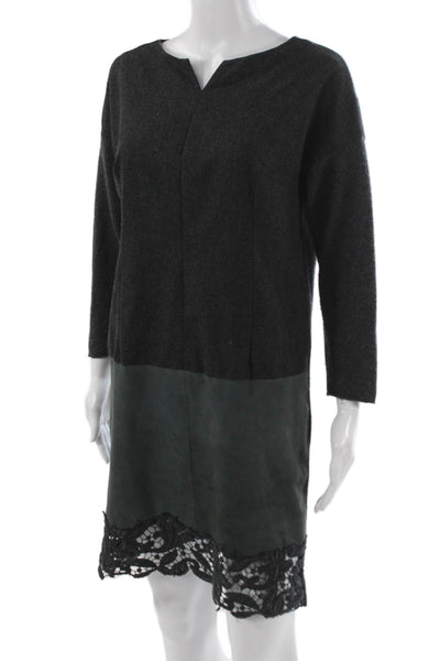 Fabiana Filippi Womens Sweater Dress Gray Knit Long Sleeve Round Neck Size S