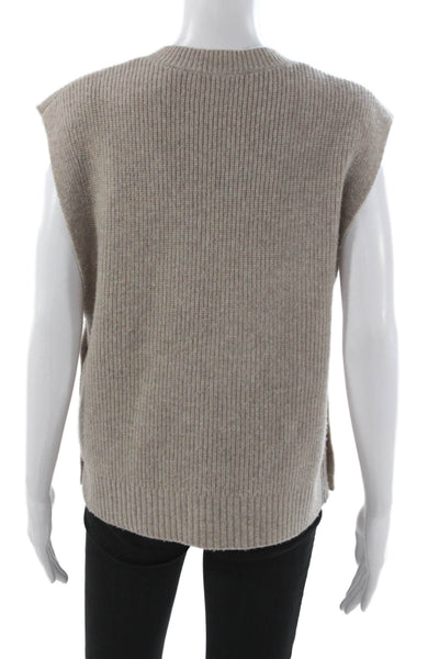 Gerard Darel Womens Beige Wool V-Neck Button Sleeveless Sweater Vest Size 2