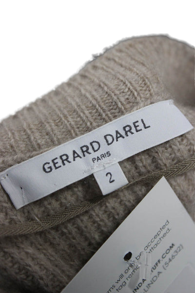Gerard Darel Womens Beige Wool V-Neck Button Sleeveless Sweater Vest Size 2