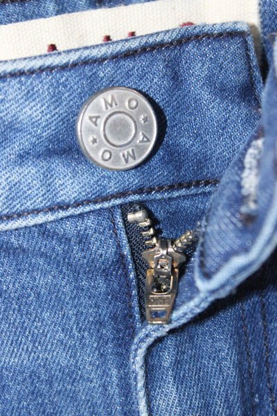 Amo Unisex Adults Skinny Jeans Blue Denim Mid Rise Size 26