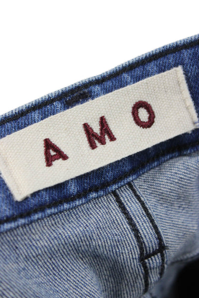 Amo Unisex Adults Skinny Jeans Blue Denim Mid Rise Size 26