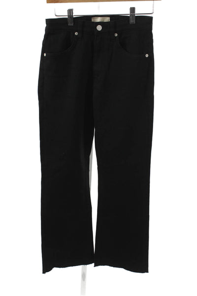 CQY Womens Black Straight Jeans High Rise Cotton Blend Button Size 26