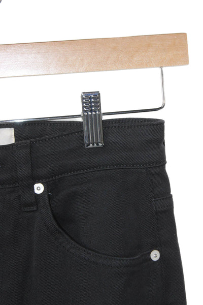 CQY Womens Black Straight Jeans High Rise Cotton Blend Button Size 26