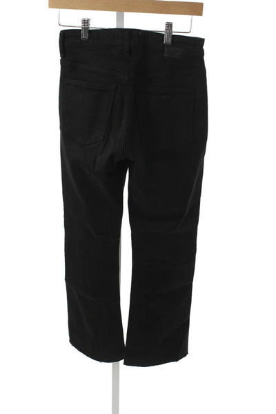 CQY Womens Black Straight Jeans High Rise Cotton Blend Button Size 26