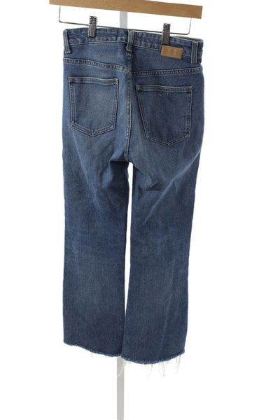CQY Womens Straight Jeans Blue Cotton Mid Rise Zip Inseam 26 Size 25