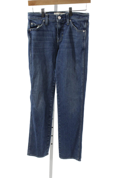Amo Womens Straight Jeans Blue Mid Rise Button Cotton Blend Size 26