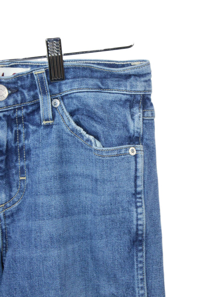 Amo Womens Straight Jeans Blue Mid Rise Button Cotton Blend Size 26