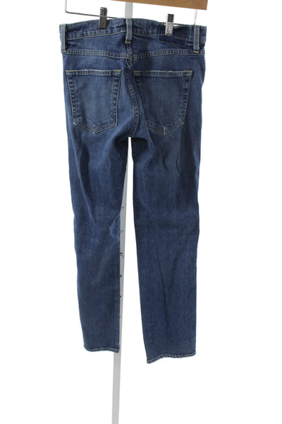 Amo Womens Straight Jeans Blue Mid Rise Button Cotton Blend Size 26