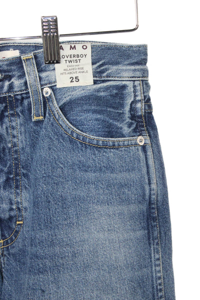 Amo Unisex Adults Ankle Jeans Blue Mid Rise Cotton Size 25