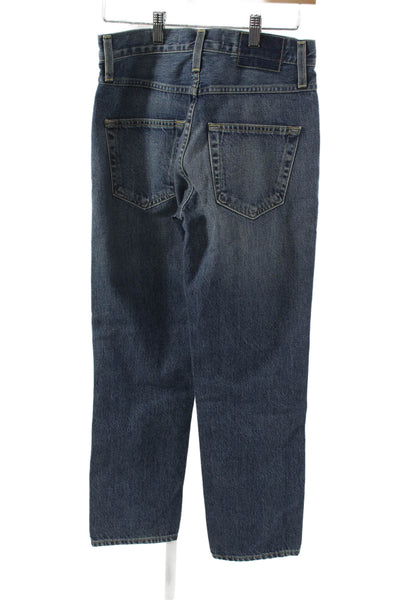 Amo Unisex Adults Ankle Jeans Blue Mid Rise Cotton Size 25