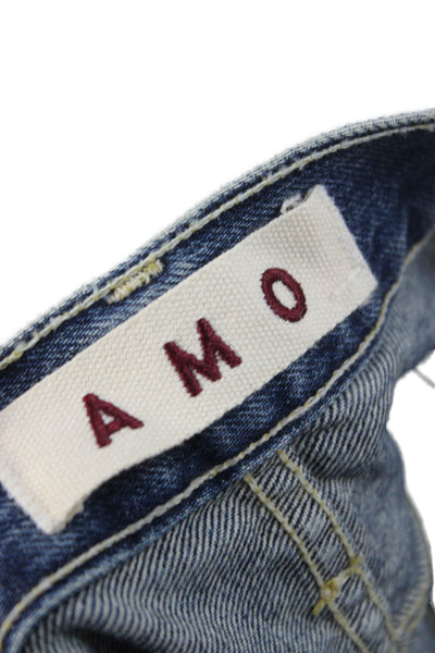 Amo Unisex Adults Ankle Jeans Blue Mid Rise Cotton Size 25