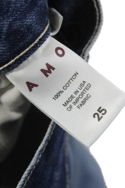 Amo Unisex Adults Ankle Jeans Blue Mid Rise Cotton Size 25