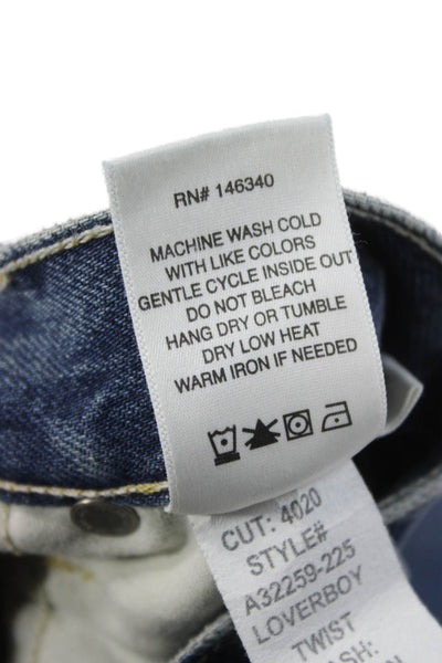 Amo Unisex Adults Ankle Jeans Blue Mid Rise Cotton Size 25