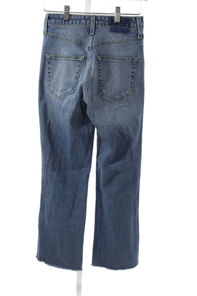 Amo Women Cropped High Rise Blue Cotton Jeans Button Size 25