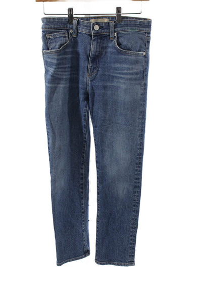CQY Womens Mom Jeans Blue Cotton Blend Mid Rise Button Inseam 25 Size 26