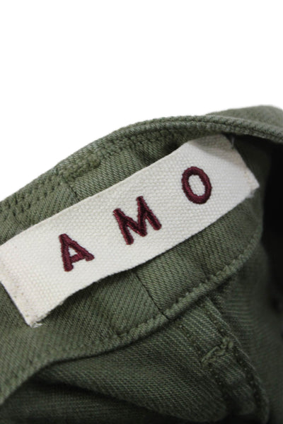Amo Women Chino Pants Green Button Size 25
