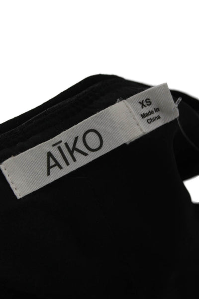 AIKO Womens Pleated Viscose Black Skirt Zip Short Waist 38 Size XS