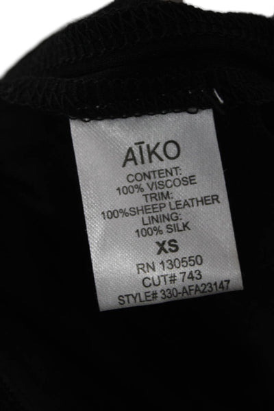 AIKO Womens Pleated Viscose Black Skirt Zip Short Waist 38 Size XS