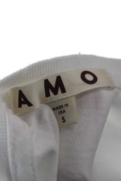 Amo Women White A-Line Short Sleeve Round Neck Dress Size S