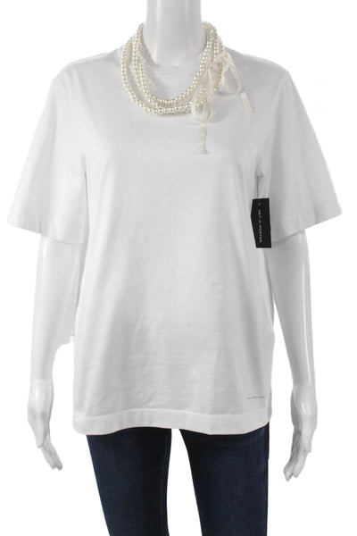 Carven Women White Cotton Basic T-Shirt Round Neck Short Sleeve Size S