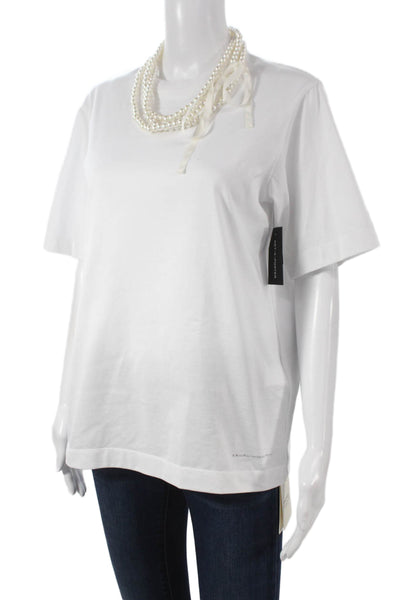 Carven Women White Cotton Basic T-Shirt Round Neck Short Sleeve Size S