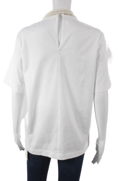 Carven Women White Cotton Basic T-Shirt Round Neck Short Sleeve Size S