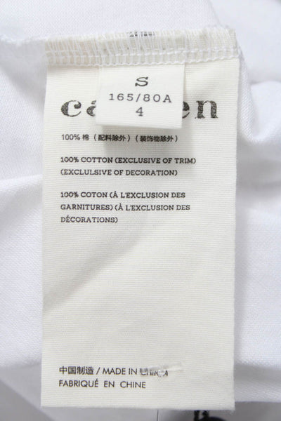 Carven Women White Cotton Basic T-Shirt Round Neck Short Sleeve Size S