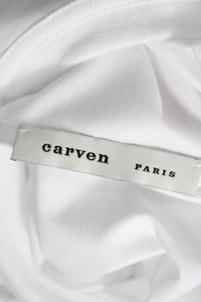 Carven Women White Cotton Basic T-Shirt Round Neck Short Sleeve Size S