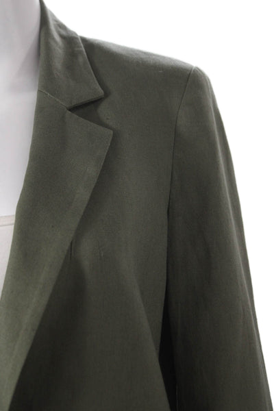 Zara Womens Blazer Green Viscose Long Sleeve Button Solid Size XS