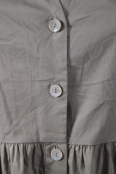 Purotatto Women Shirt Dress Beige Short Sleeve Mid-Calf Collared Size 38