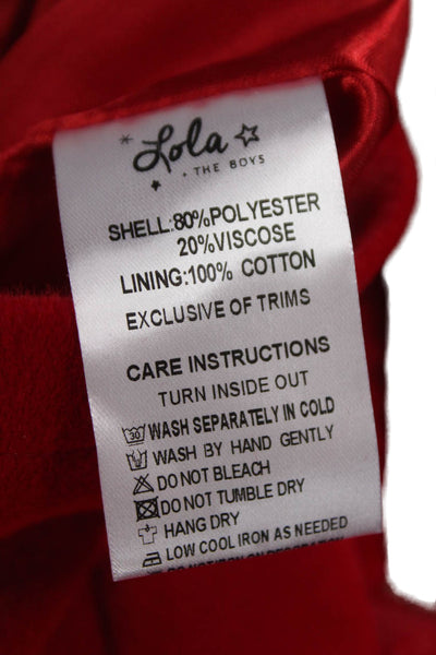Lola + The Boys Girls Velvet Crystal Embellished A-Line Dress Red Size 12