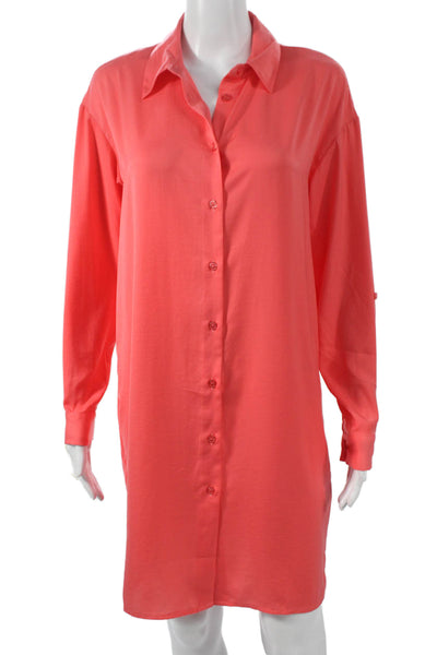 Renuar Women Button Front Dress Shirt Pink Collared Long Sleeve Short Size XS