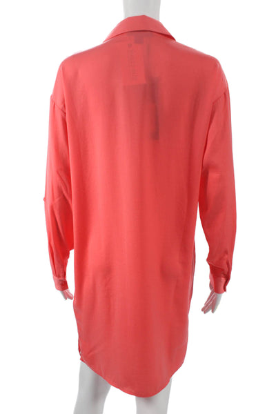 Renuar Women Button Front Dress Shirt Pink Collared Long Sleeve Short Size XS