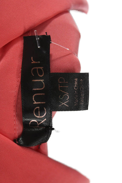 Renuar Women Button Front Dress Shirt Pink Collared Long Sleeve Short Size XS