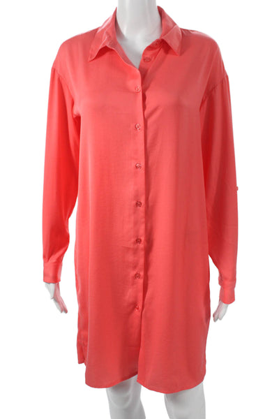 Renuar Unisex Adults Button Front Dress Shirt Pink Collared Long Sleeve Size XL