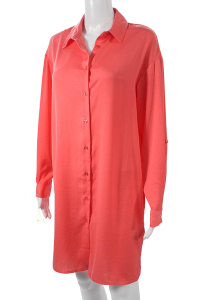 Renuar Unisex Adults Button Front Dress Shirt Pink Collared Long Sleeve Size XL