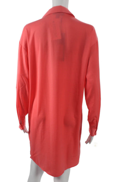 Renuar Unisex Adults Button Front Dress Shirt Pink Collared Long Sleeve Size XL