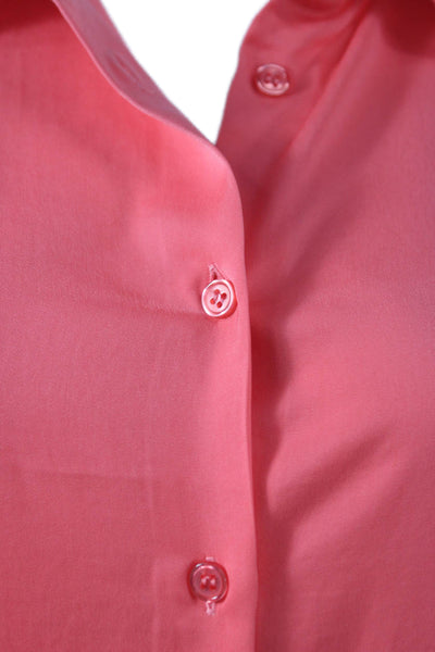 Renuar Unisex Adults Button Front Dress Shirt Pink Collared Long Sleeve Size XL