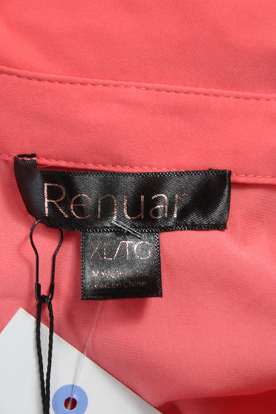 Renuar Unisex Adults Button Front Dress Shirt Pink Collared Long Sleeve Size XL