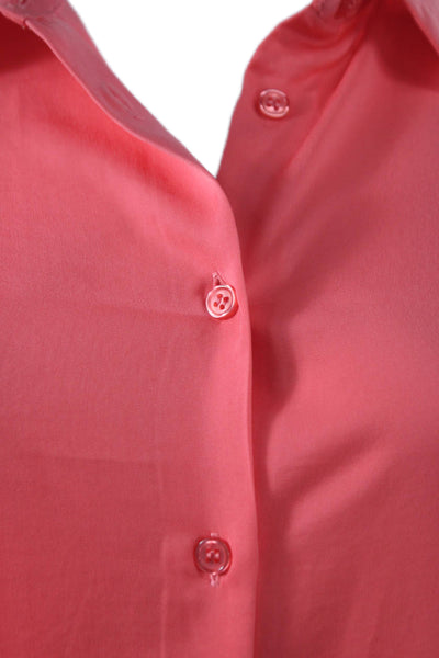 Renuar Women Button Front Pink Collared Long Sleeve Short Dress Size L