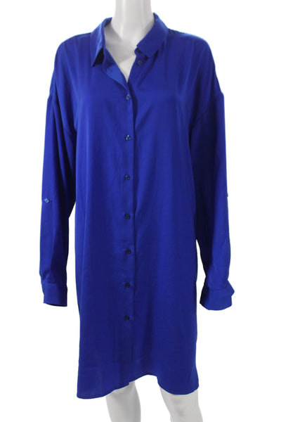 Renuar Womens Dresses Button Front Blue Long Sleeve Collared Size XL