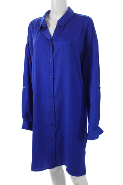 Renuar Womens Dresses Button Front Blue Long Sleeve Collared Size XL