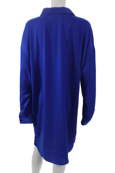 Renuar Womens Dresses Button Front Blue Long Sleeve Collared Size XL