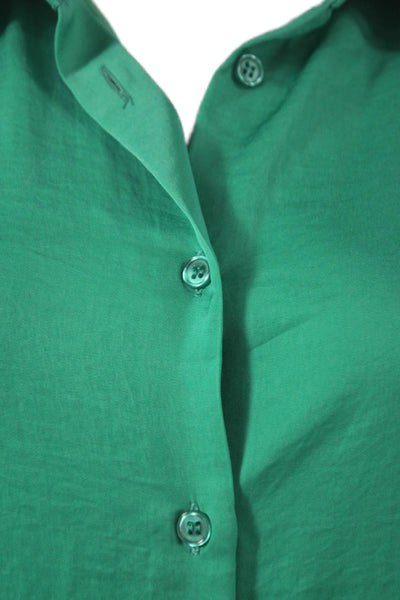 Renuar Women Button Down Collared Long Sleeve Short Green Dress Size XS