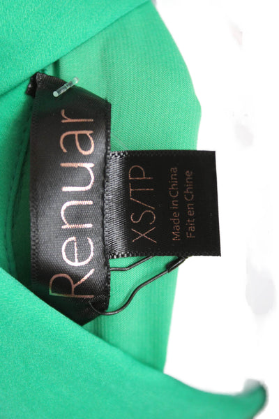 Renuar Women Button Down Collared Long Sleeve Short Green Dress Size XS