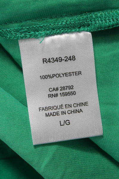 Renuar Women Button Front Collared Short Dress Long Sleeve Green Size L
