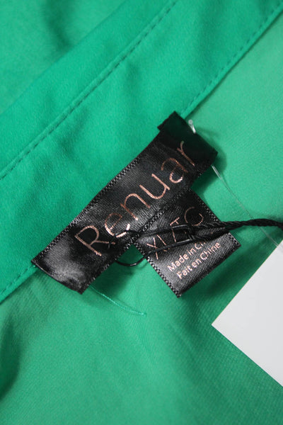 Renuar Unisex Adults Button Front Collared Short Dress Long Sleeve Green Size XL