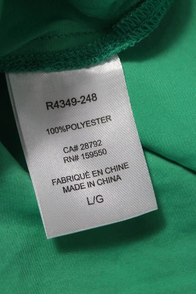 Renuar Womens Button Front Shirt Dress Green Long Sleeve Collared Size L
