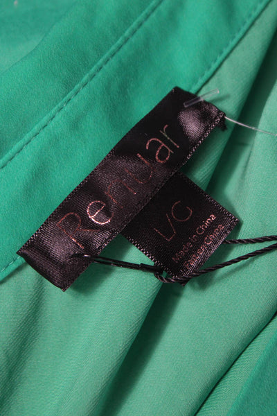 Renuar Womens Button Front Shirt Dress Green Long Sleeve Collared Size L