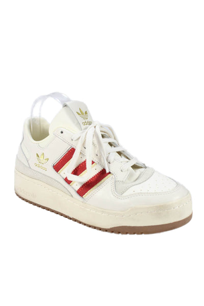 Adidas Womens Leather Round Toe Low Top Sneakers White Size 8.5